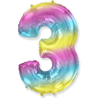 Palloncino Mylar Numero 3 Multicolor Gradient
