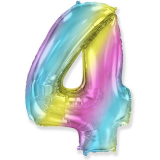 Palloncino Mylar Numero 4 Multicolor Gradient