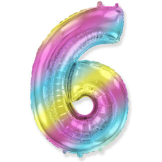 Palloncino Mylar Numero 6 Multicolor Gradient