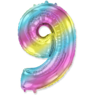 Palloncino Mylar Numero 9 Multicolor Gradient