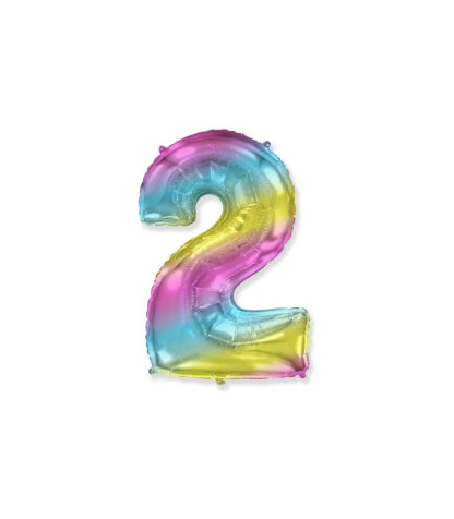 Palloncino Mylar Numero 2 Multicolor Gradient Mini