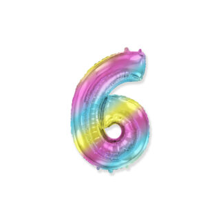 Palloncino Mylar Numero 6 Multicolor Gradient Mini