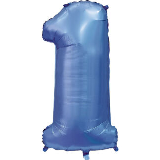 Palloncino Mylar Numero 1 Blu Satinato