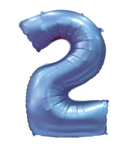 Palloncino Mylar Numero 2 Blu Satinato