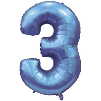 Palloncino Mylar Numero 3 Blu Satinato
