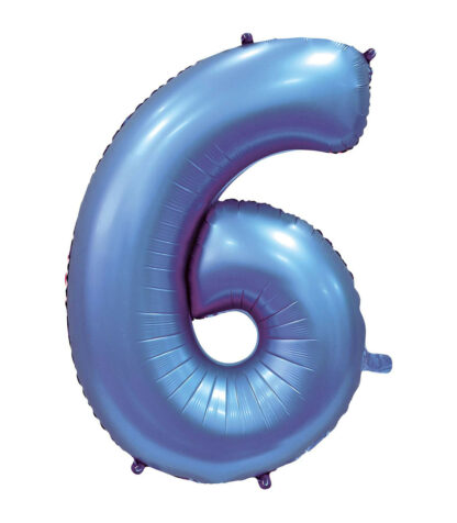 Palloncino Mylar Numero 6 Blu Satinato