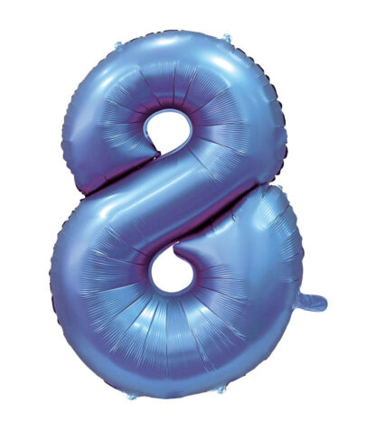 Palloncino Mylar Numero 8 Blu Satinato