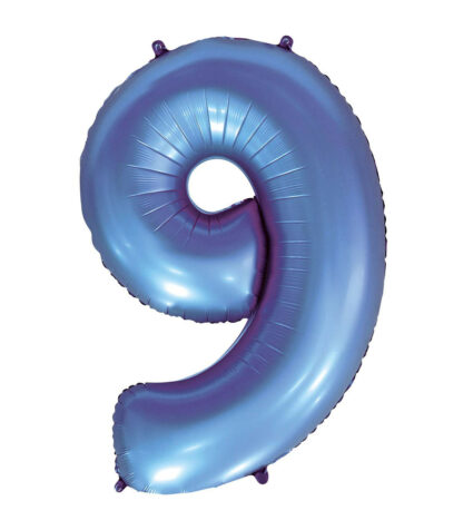 Palloncino Mylar Numero 9 Blu Satinato