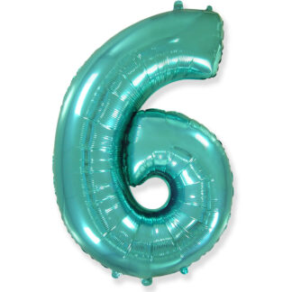 Palloncino Mylar Numero 6 Verde Menta