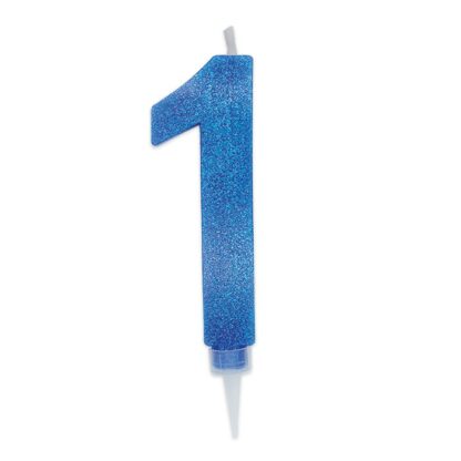 Candelina Glitter Maxi blu numero 1