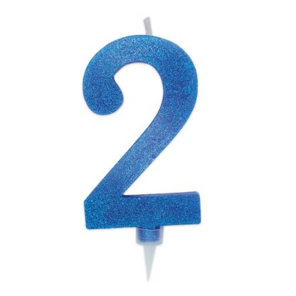 Candelina Glitter Maxi blu numero 2