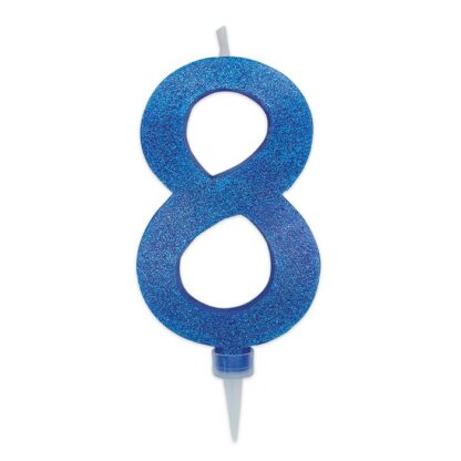 Candelina Glitter Maxi blu numero 8