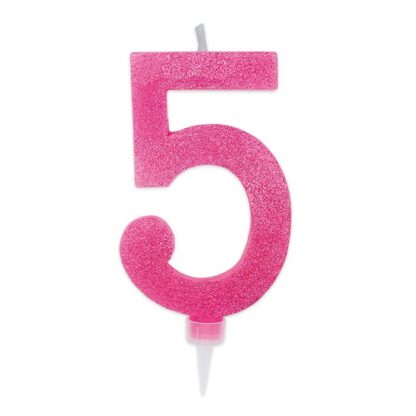 Candelina Glitter Maxi fucsia numero 5