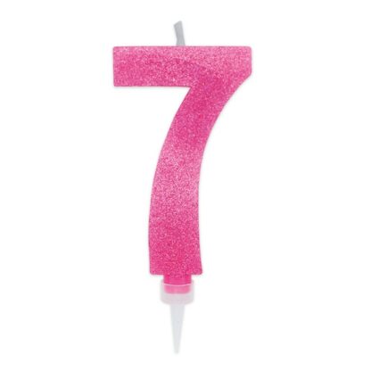 Candelina Glitter Maxi fucsia numero 7