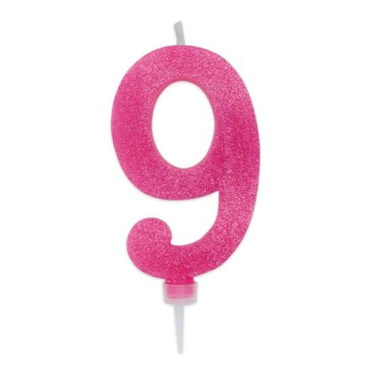Candelina Glitter Maxi fucsia numero 9