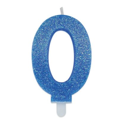 Candelina Glitter media celeste numero 0