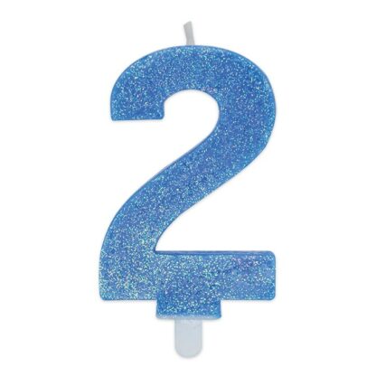 Candelina Glitter media celeste numero 2
