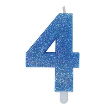 Candelina Glitter media celeste numero 4