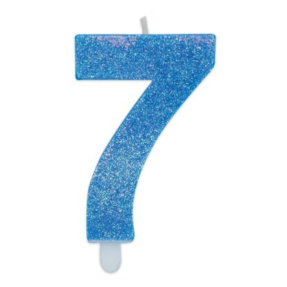 Candelina Glitter media celeste numero 7