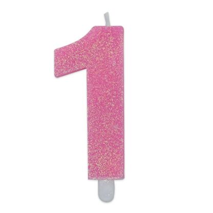 Candelina Glitter media rosa numero 1