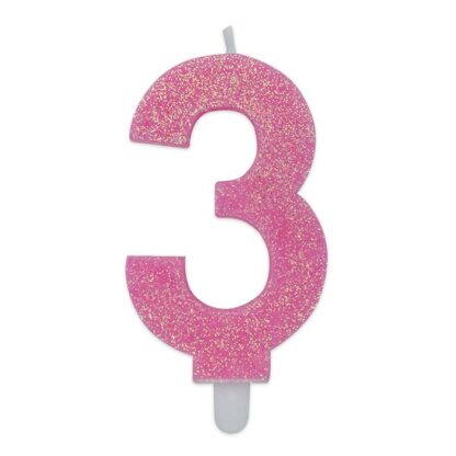 Candelina Glitter media rosa numero 3
