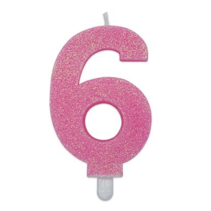 Candelina Glitter media rosa numero 6