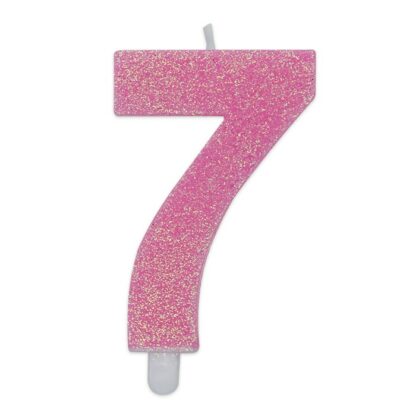 Candelina Glitter media rosa numero 7