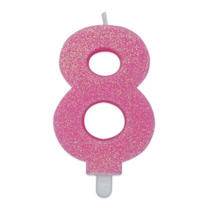 Candelina Glitter media rosa numero 8