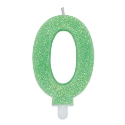 Candelina Glitter media verde numero 0