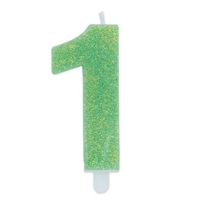 Candelina Glitter media verde numero 1