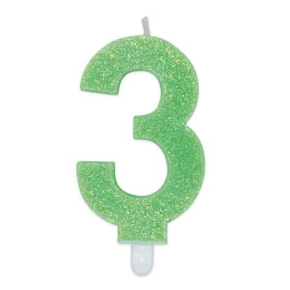 Candelina Glitter media verde numero 3