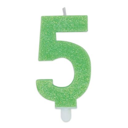 Candelina Glitter media verde numero 5