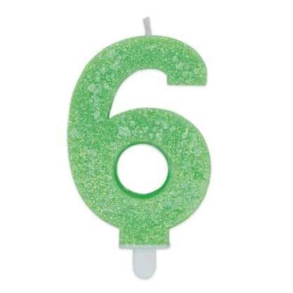 Candelina Glitter media verde numero 6