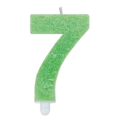 Candelina Glitter media verde numero 7