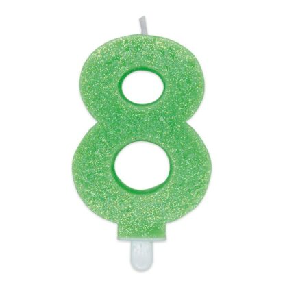 Candelina Glitter media verde numero 8