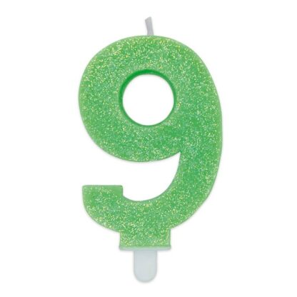 Candelina Glitter media verde numero 9