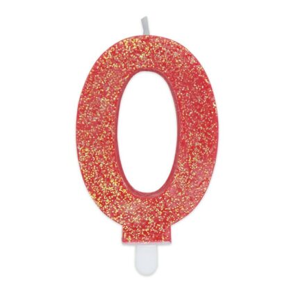 Candelina Glitter media rosso numero 0