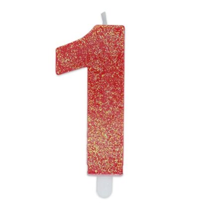 Candelina Glitter media rosso numero 1