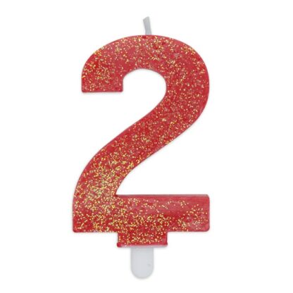 Candelina Glitter media rosso numero 2