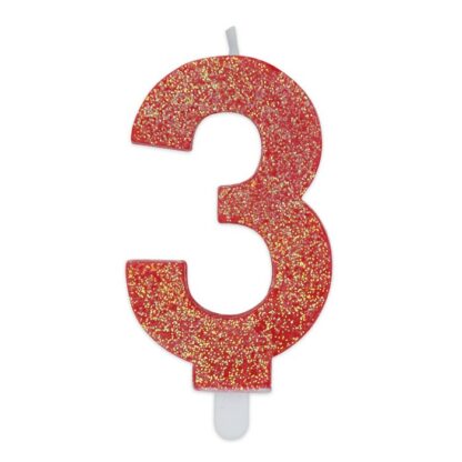 Candelina Glitter media rosso numero 3