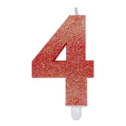 Candelina Glitter media rosso numero 4