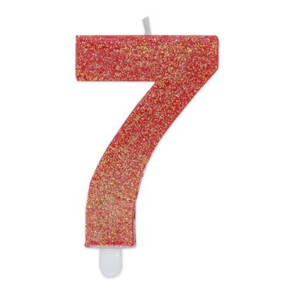 Candelina Glitter media rosso numero 7