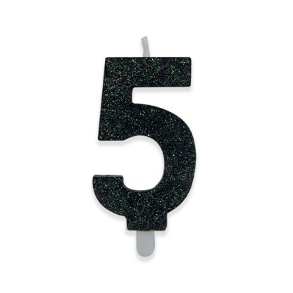 Candelina Glitter media nera numero 5