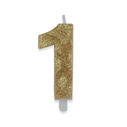 Candelina Glitter media oro numero 1