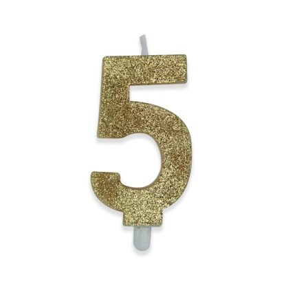 Candelina Glitter media oro numero 5