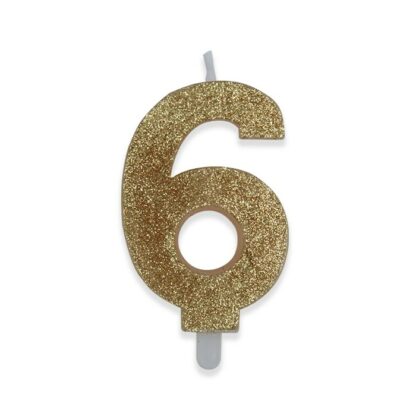 Candelina Glitter media oro numero 6