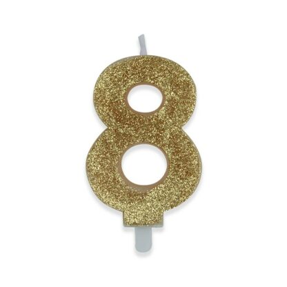 Candelina Glitter media oro numero 8
