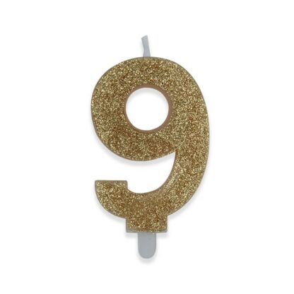 Candelina Glitter media oro numero 9