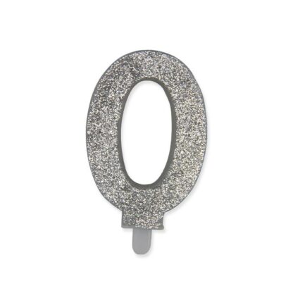 Candelina Glitter media argento numero 0