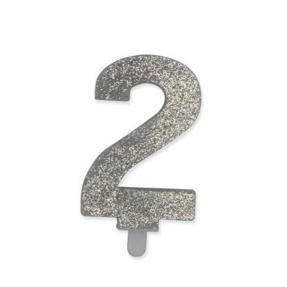 Candelina Glitter media argento numero 2